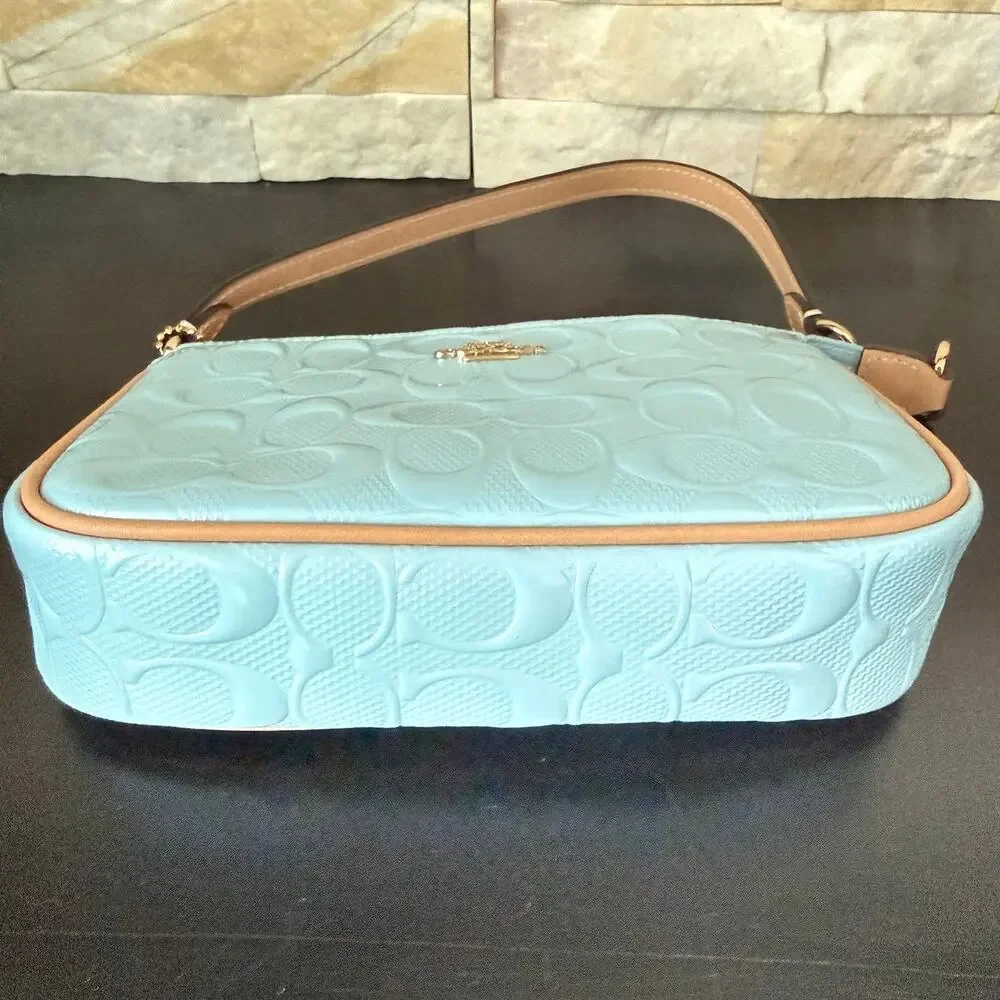 New‼️Coach Nolita 19 In Signature Leather With Charms Gold/Light Blue CEM98